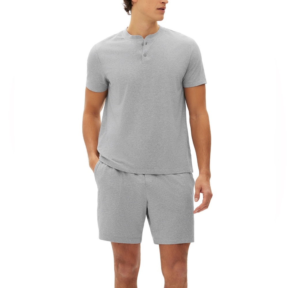 GAP Men's 2-Pc. Heathered Henley Shirt & Shorts Pajama Set